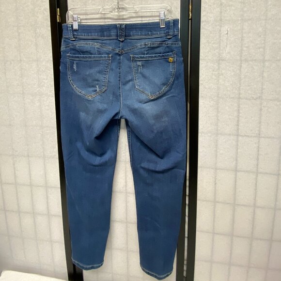 Democracy Mid Rise Ab-solution Ankle Skimmer Denim Blue Jeans Gold Buttons 10 - Picture 2 of 16